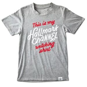 THIS IS MY HALLMARK CHANNEL WATCHING T-SHIRT Unisex Sz Large Gray CHRISTMAS NWT
